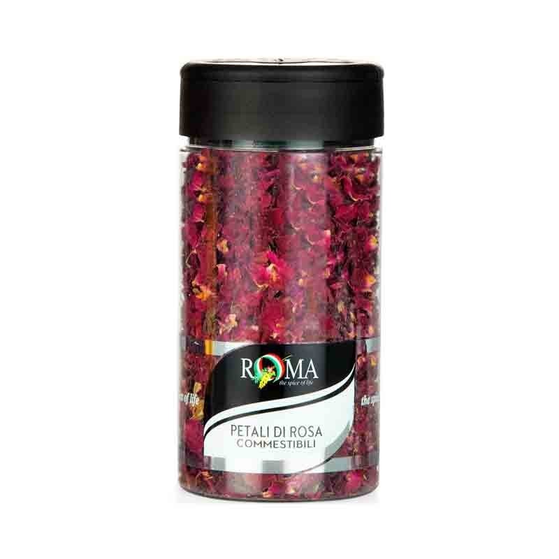 Petali di rosa rossi commestibili disidratati premium quality vaso plast gr 20 Roma+.jpg